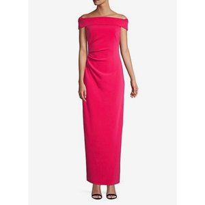 Vince Camuto Off the Shoulder Side Tuck Evening Dress Gown Berry Color Size 4